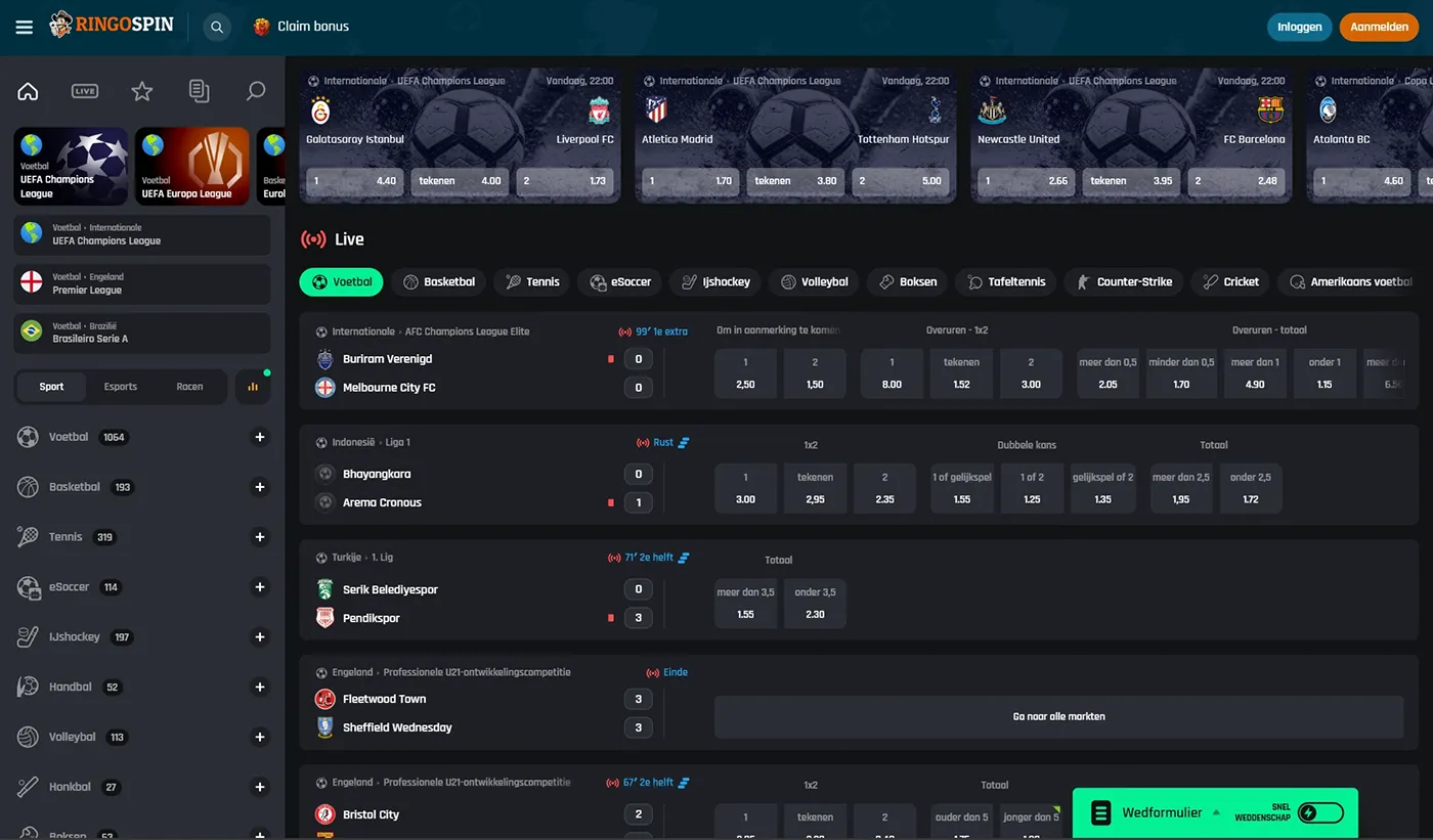 RingoSpin Casino Sportweddenschappen 